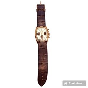 Visage Vintage Chronology Genuine Swarovski Crystals Square Large Purple Watch